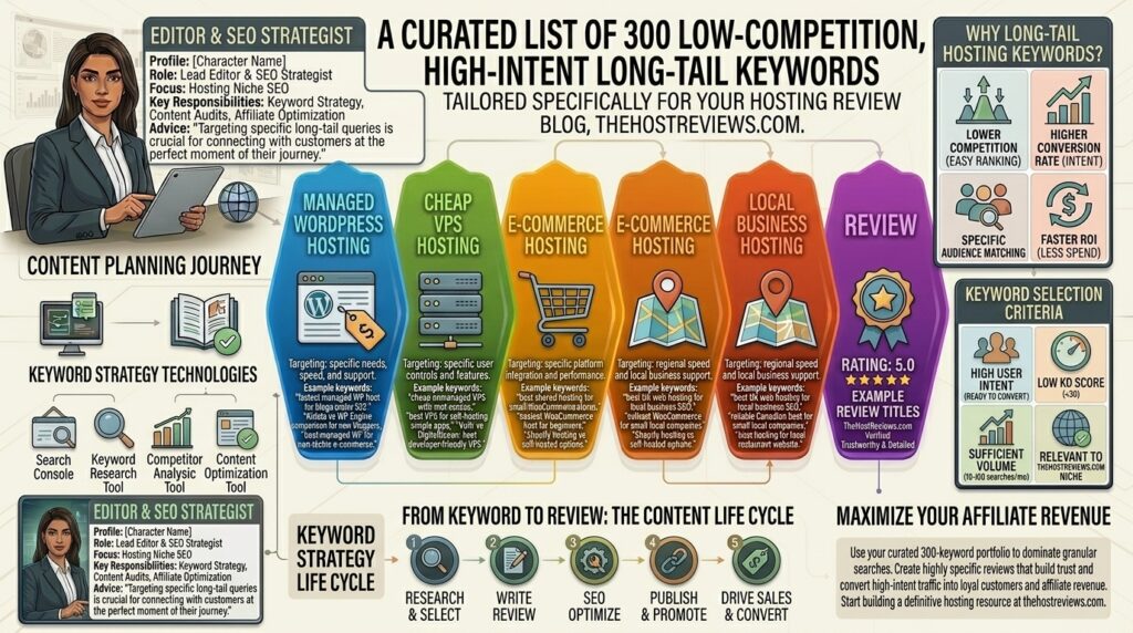 Here is a curated list of 300 low-competition, high-intent long-tail keywords tailored specifically for your hosting review blog, thehostreviews.com.