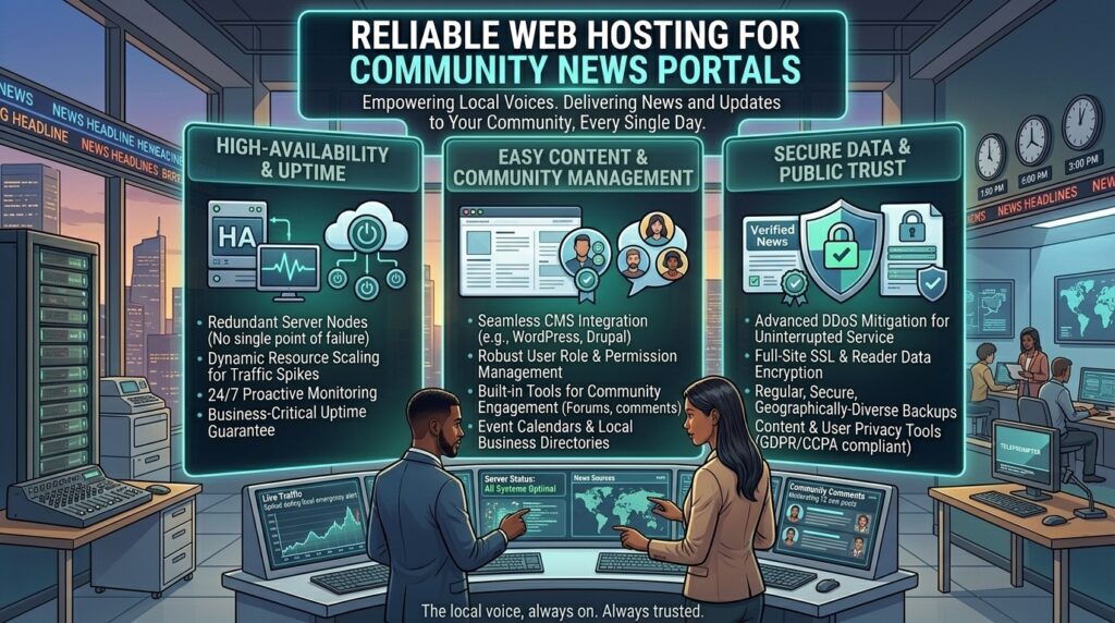 reliable web hosting for community news portals