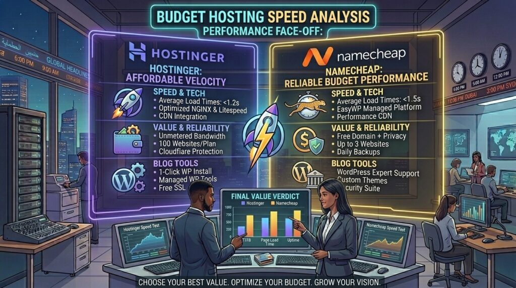 hostinger vs namecheap budget hosting speed test