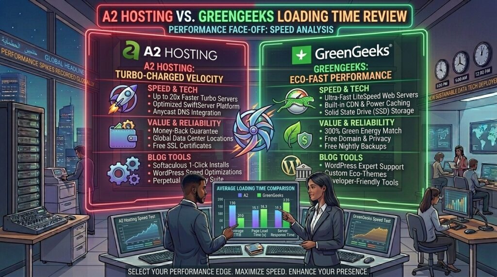 a2 hosting vs greengeeks loading time speed review