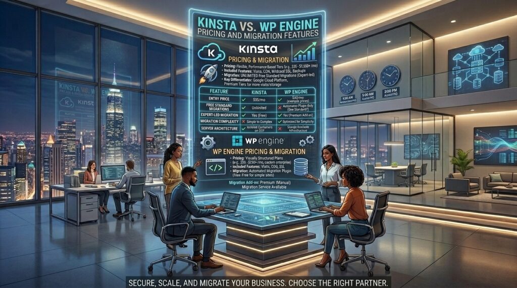 Kinsta vs wp engine pricing and migration features