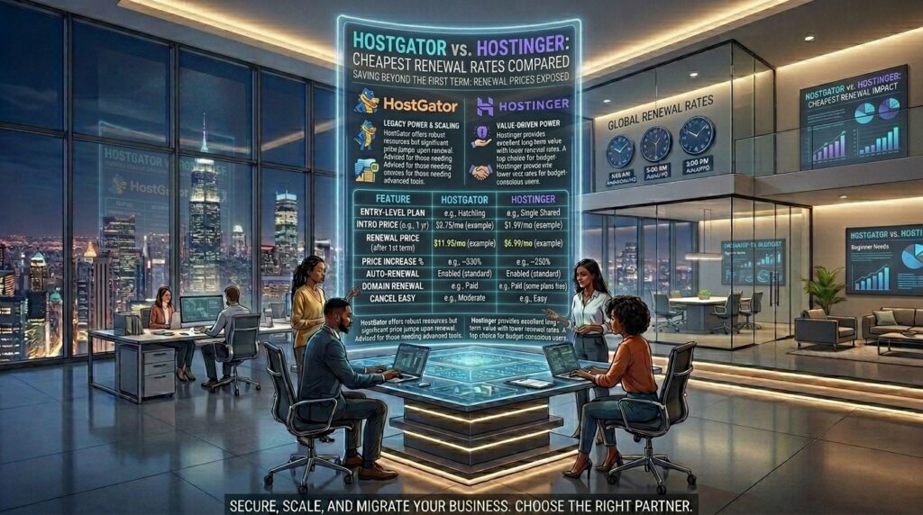 hostgator vs hostinger cheapest renewal rates compared