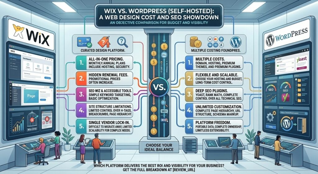 wix vs wordpress self hosted cost and SEO comparison