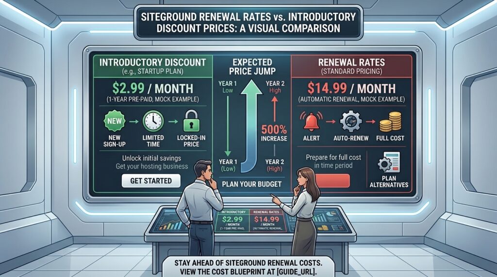 siteground renewal rates vs introductory discount prices