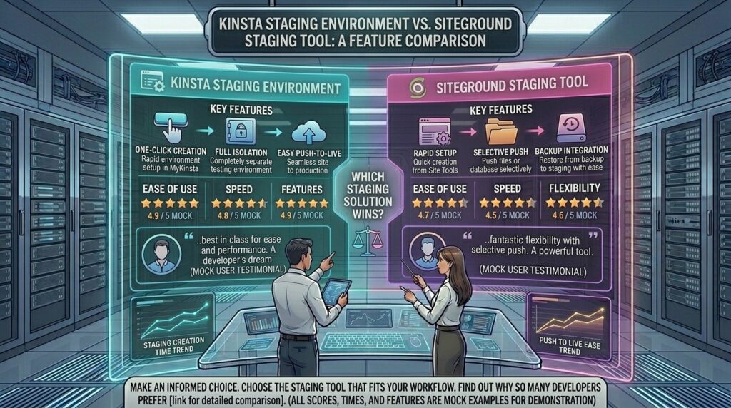 kinsta staging environment vs siteground staging tool