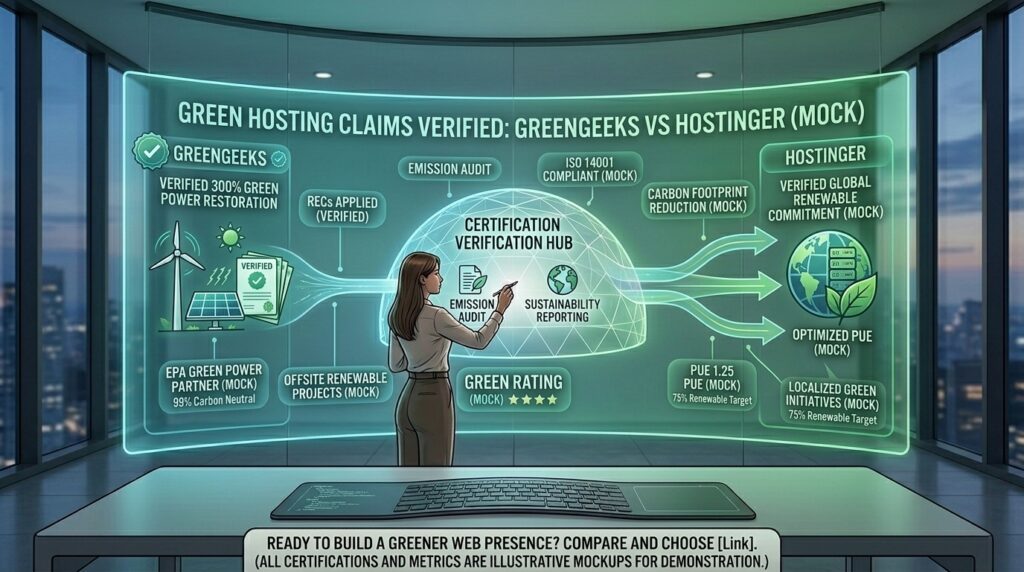 greengeeks vs hostinger renewable energy claims verified