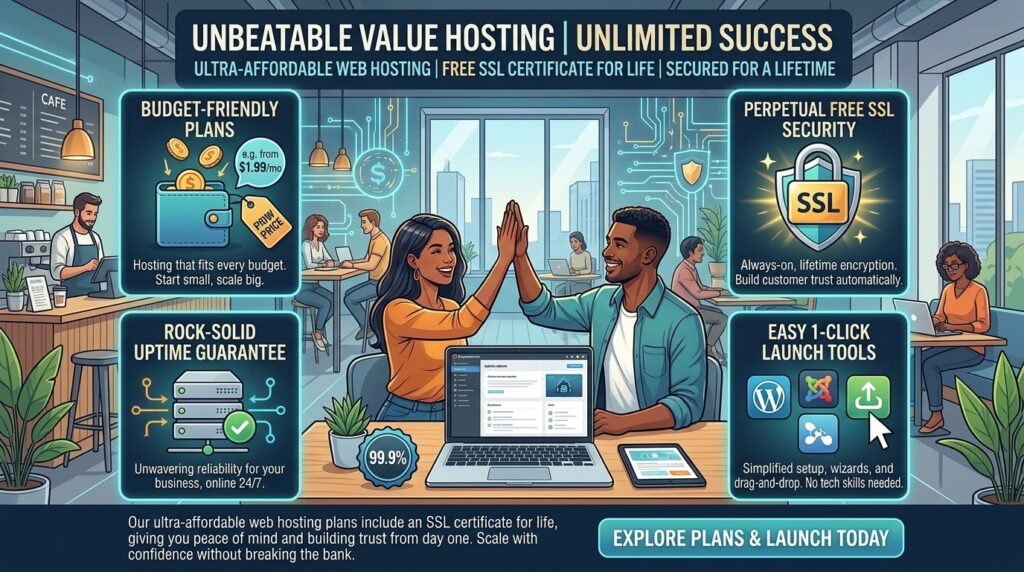 cheap web hosting with free SSL certificate for life
