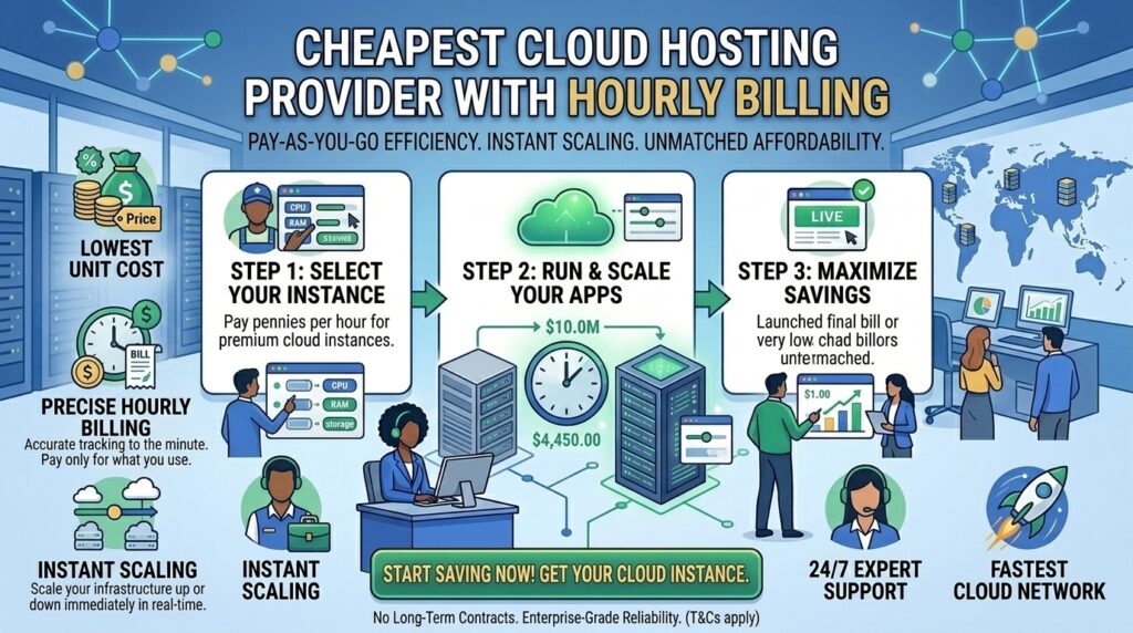 cheapest cloud hosting provider with hourly billing