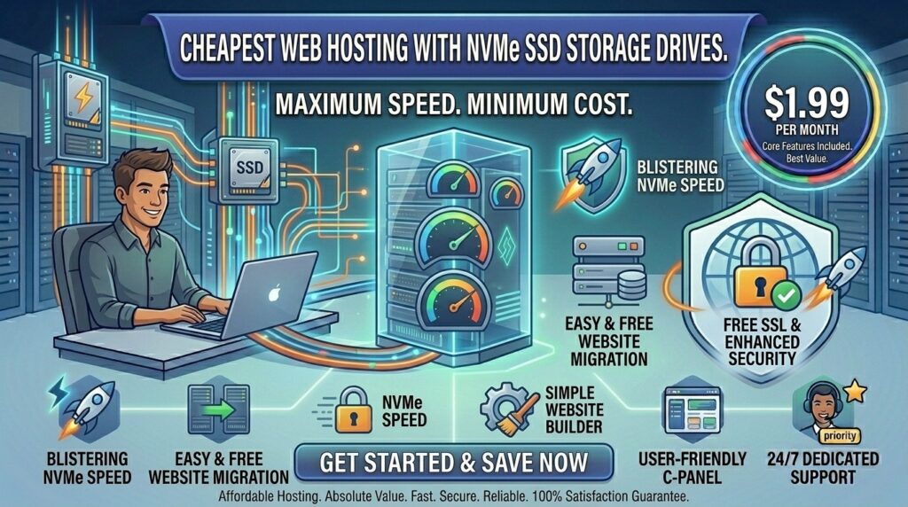 cheapest web hosting with NVMe SSD storage drives