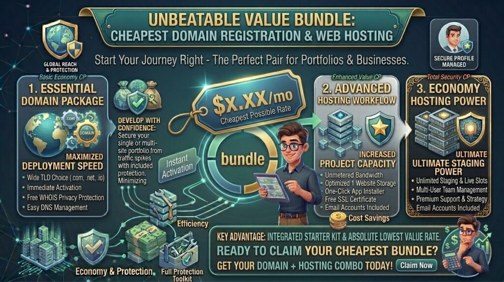 cheapest domain registration and web hosting bundle