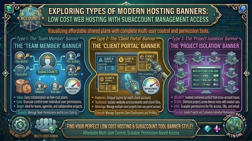 low cost web hosting with subaccount management access