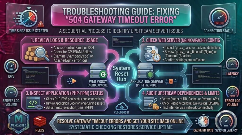 troubleshooting 504 gateway timeout error on web host