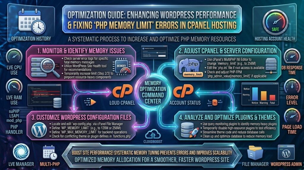 optimizing php memory limit in wordpress hosting cpanel