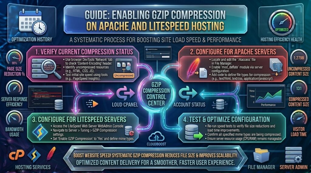how to enable gzip compression on apache and litespeed hosting