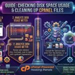 how to check disk space usage and clean up cpanel files