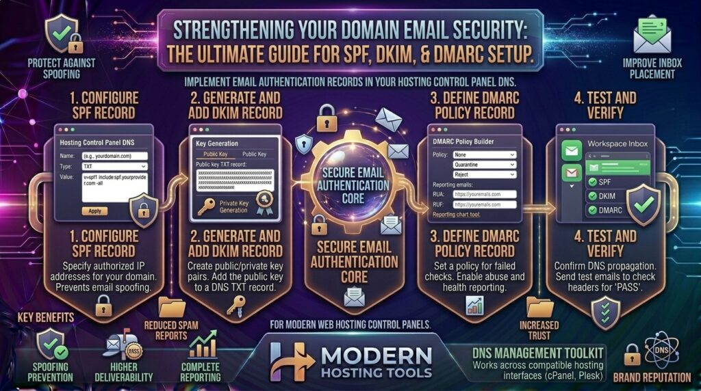 how to setup SPF DKIM and DMARC records for hosting email