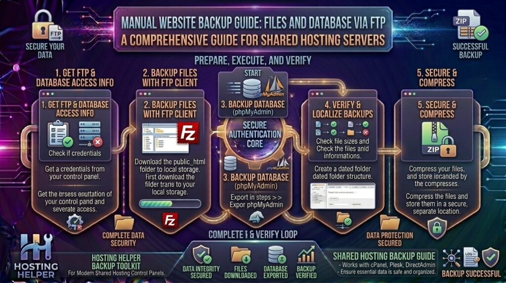 how to backup website files and database manually via ftp