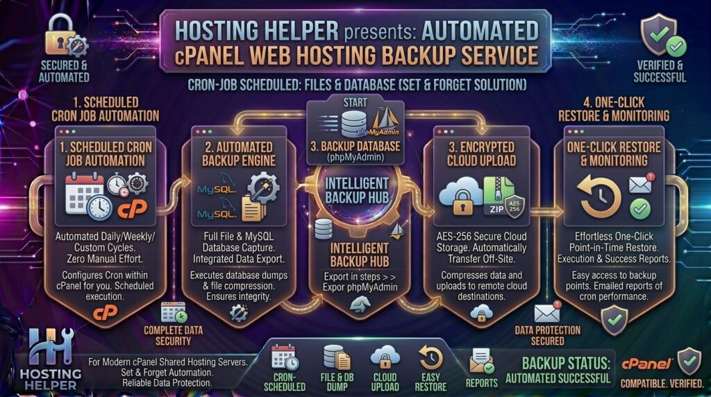 automated cron job backup script for cpanel web hosting
