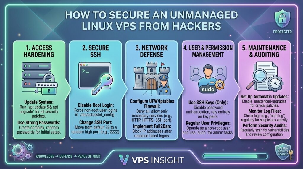 how to secure an unmanaged linux vps from hackers
