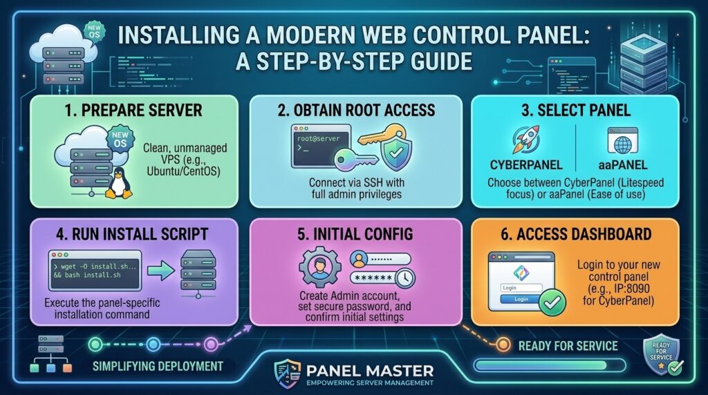 installing a web control panel like cyberpanel or aaapanel