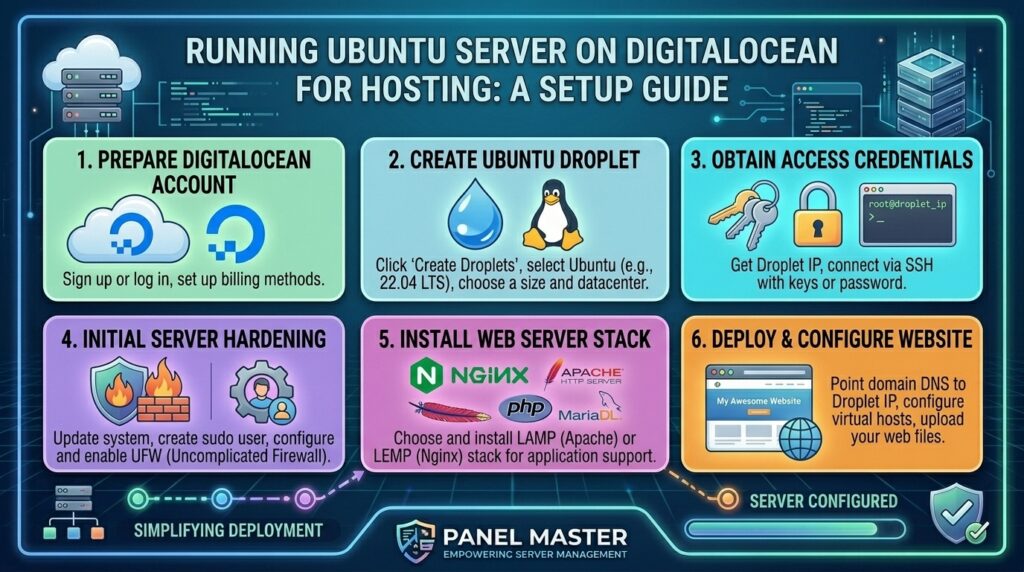 running ubuntu server on digitalocean droplet for hosting