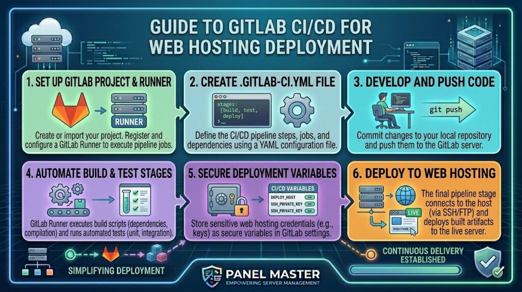how to use gitlab CI CD with web hosting deployment