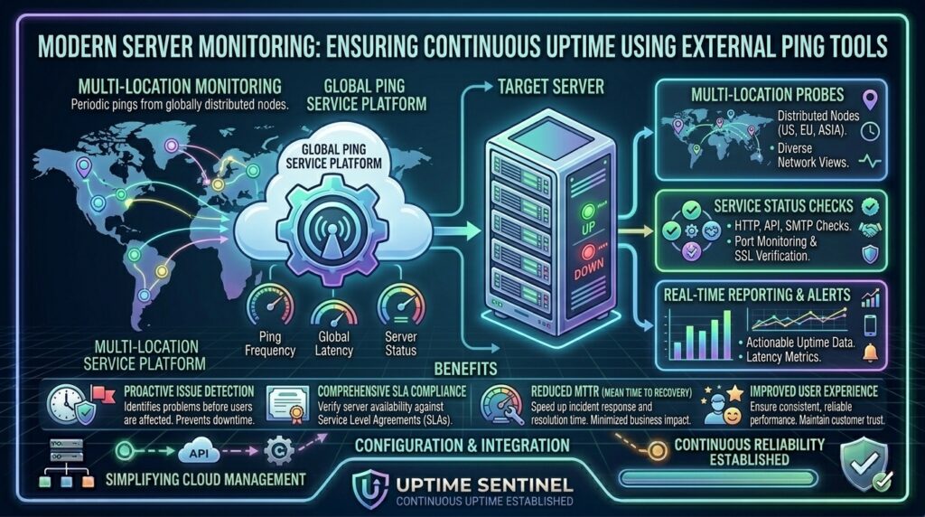 how to monitor server uptime using external ping tools