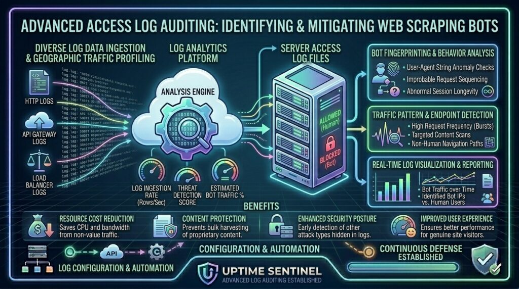 analyzing access logs to find web scraping bots on server