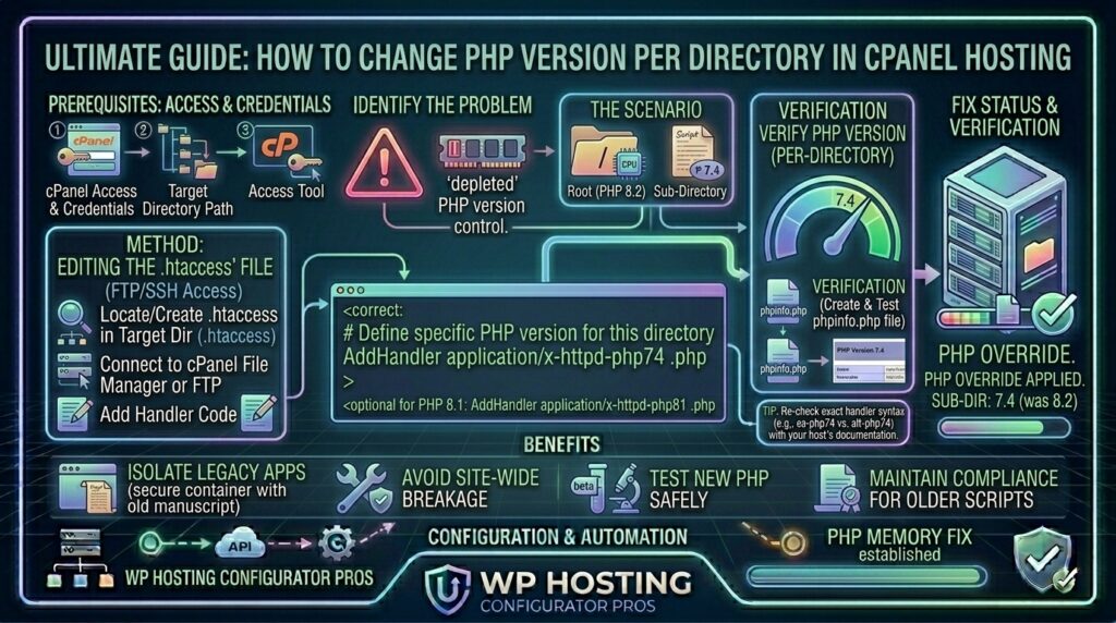 how to change php version per directory in cpanel hosting