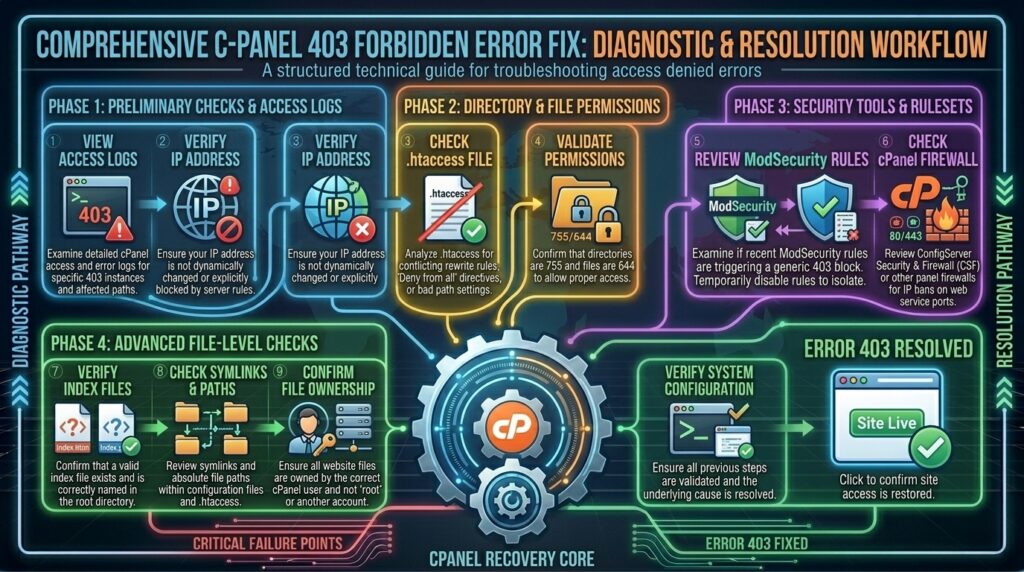 fixing error 403 forbidden on cpanel web hosting server