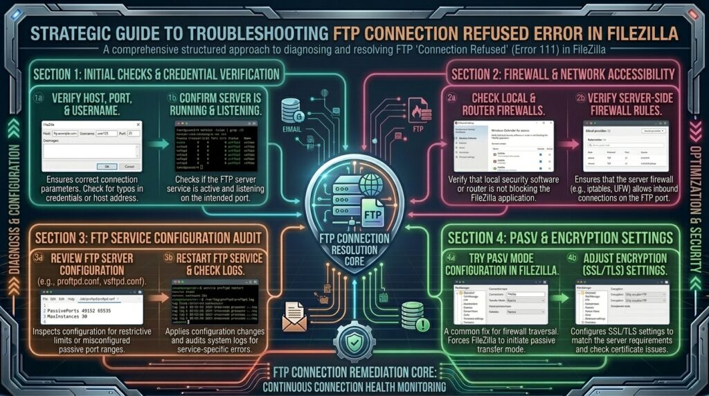 troubleshooting ftp connection refused error in filezilla