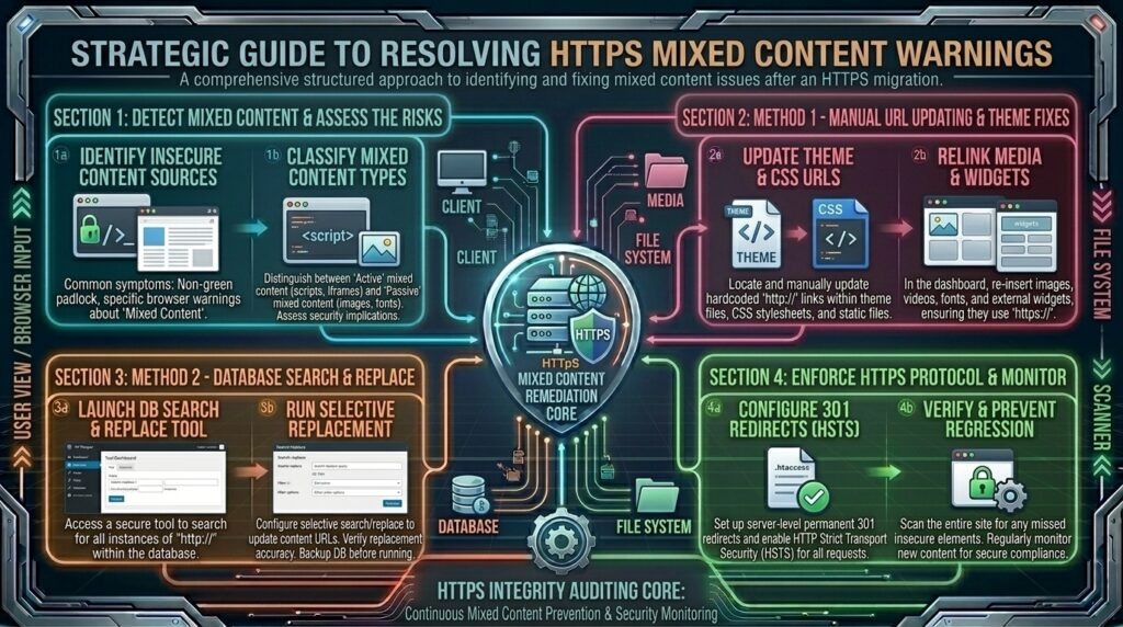 how to fix mixed content warnings after moving to https hosting