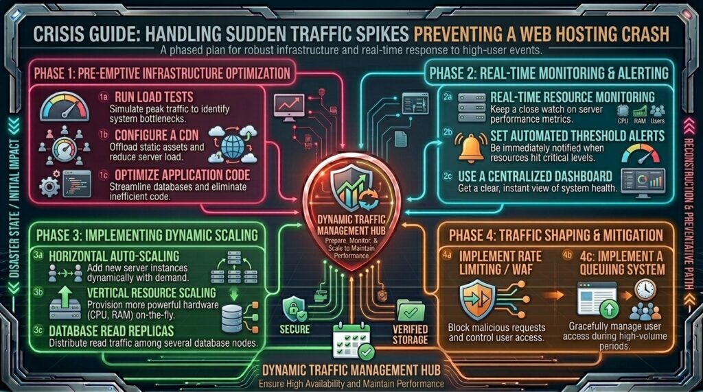 how to handle sudden traffic spikes without crashing web hosting