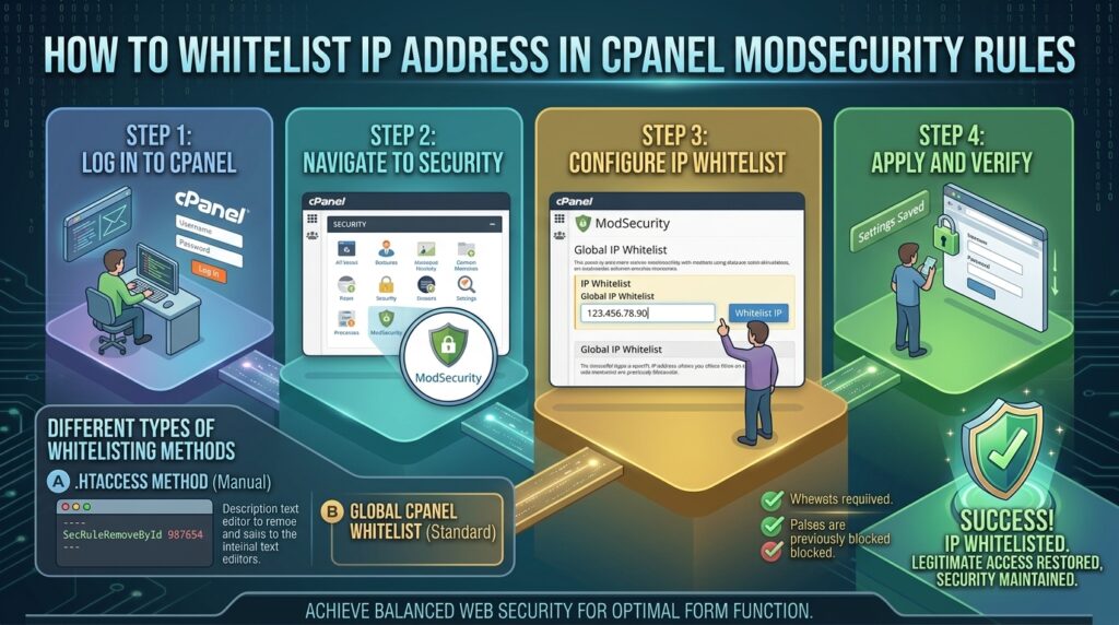 how to whitelist IP address in cpanel mod security rules