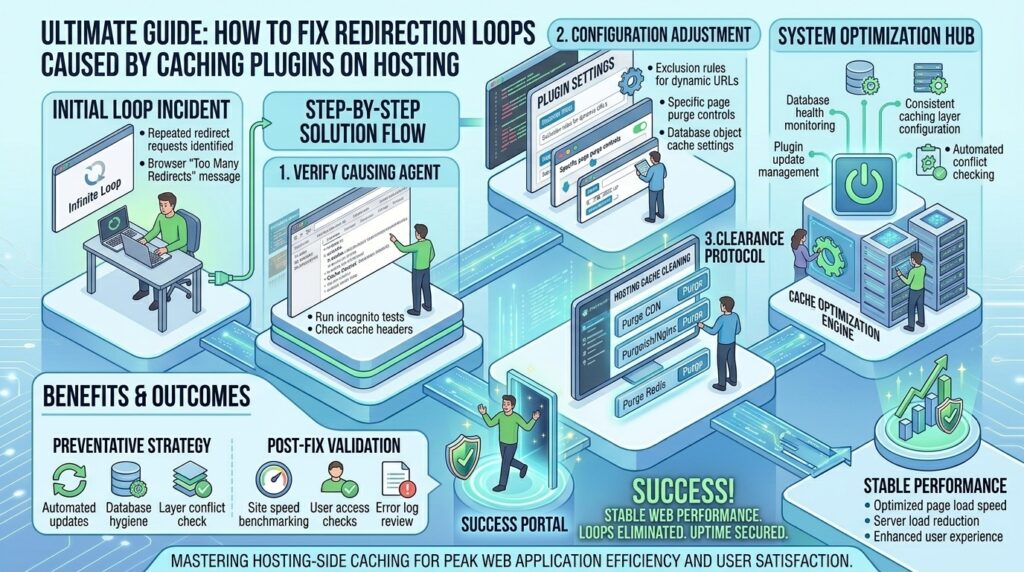 how to fix redirection loops caused by caching plugins on hosting