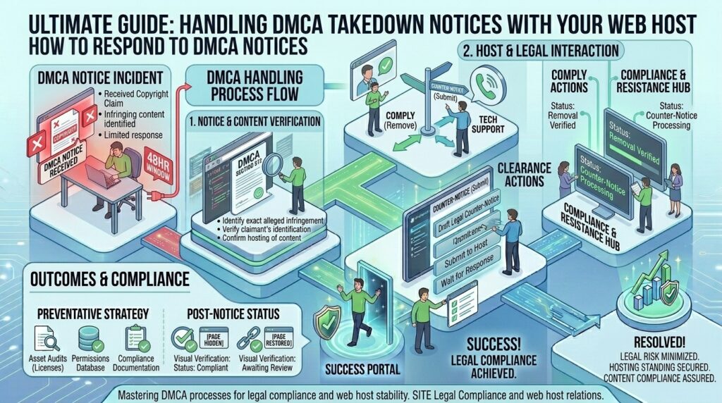 how to handle copyright DMCA takedown notices with web host