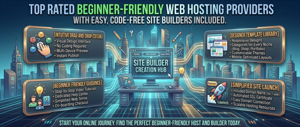 top rated web hosting providers for beginners with easy site builders