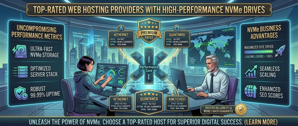 top rated web hosting providers with high performance NVMe drives