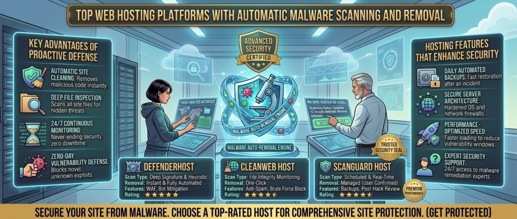 top web hosting platforms with automatic malware scanning and removal