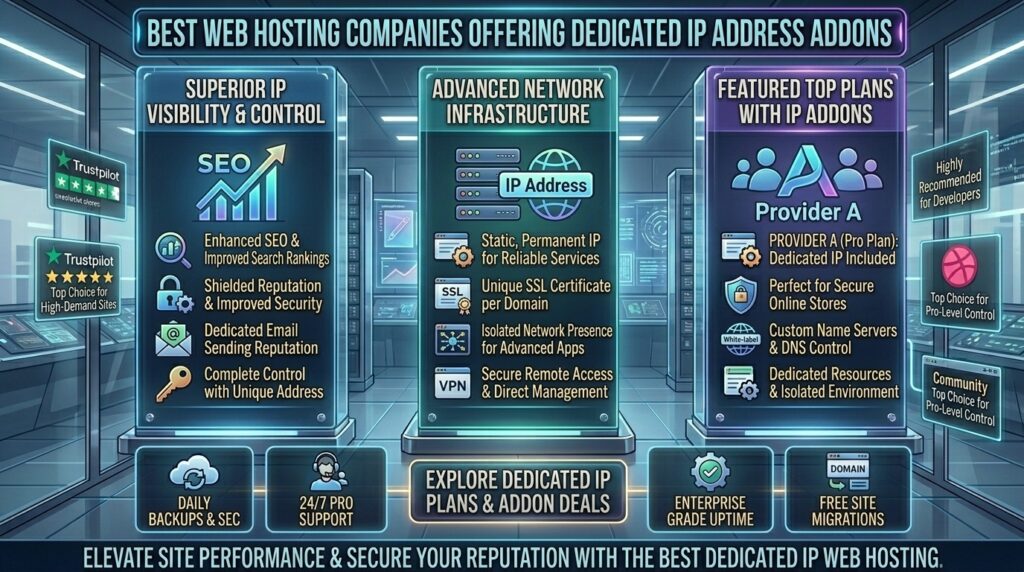 best web hosting companies offering dedicated IP address addons