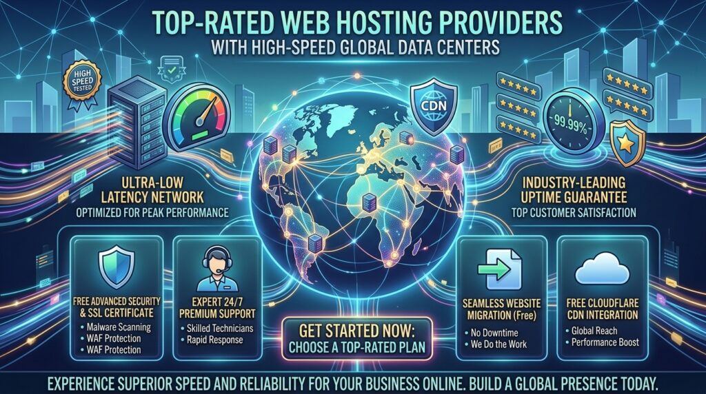 top rated web hosting providers with high speed global data centers