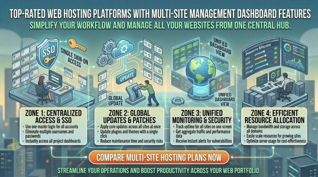 top web hosting platforms with multi-site management dashboard features