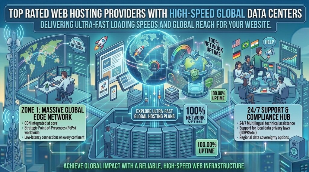 top rated web hosting providers with high speed global data centers